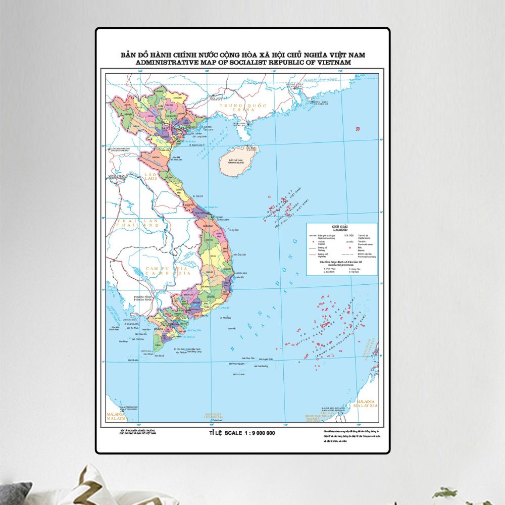 Tranh Treo Tường Bản Đồ Hành Chính Về 63 Tỉnh Thành Của Việt Nam