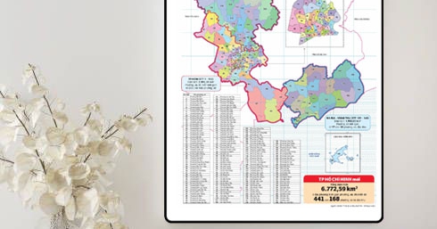 Tranh Treo Tường Bản Đồ 168 Phường, Xã Của Thành Phố Hồ Chí Minh Mới