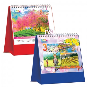 Lịch Để Bàn Đứng 2026 (19 x 17 cm) - Non Nước 3 Miền - TVKV27 (Chọn Đế Xanh Hoặc Đỏ)