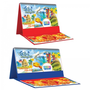 Lịch Để Bàn Ngang 2026 Có Note (25 x 12 cm) - Việt Nam Rạng Rỡ - TVKV24B (Chọn Đế Xanh Hoặc Đỏ)
