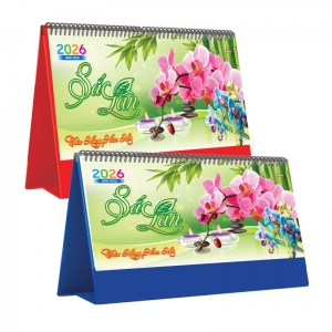 Lịch Để Bàn Ngang 2026 (25 x 12 cm) - Sắc Lan - TVKV22A (Chọn Đế Xanh Hoặc Đỏ)