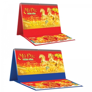 Lịch Để Bàn Ngang 2026 Có Note (25 x 12 cm) - Mã Đáo Thành Công - TVKV20B (Chọn Đế Xanh Hoặc Đỏ)
