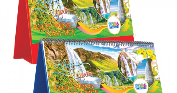 Lịch Để Bàn Ngang 2026 (25 x 12 cm) - Khởi Nguồn - TVKV18A (Chọn Đế Xanh Hoặc Đỏ)