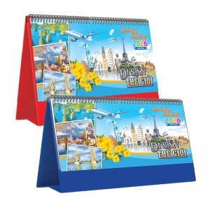Lịch Để Bàn Ngang 2026 (25 x 12 cm) - Di Sản Thế Giới - TVKV16A (Chọn Đế Xanh Hoặc Đỏ)