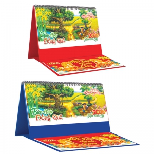 Lịch Để Bàn Ngang 2026 Có Note (25 x 12 cm) - Bức Hoạ Đồng Quê - TVKV15B (Chọn Đế Xanh Hoặc Đỏ)