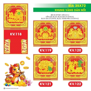 17 Mẫu Bìa Lịch 2026 Khung Vàng Dán Nổi (35x72 cm) - TVKV118 - TVKV134