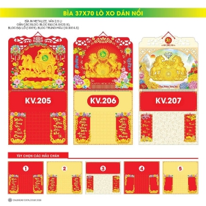 3 Mẫu Bìa Lịch 2026 Lò Xo Dán Nổi (37x70 cm) - TVKV205 - TVKV207 (Tuỳ Chọn 19 Mẫu Hình Nổi Và 2 Chân Bìa)