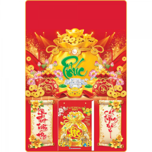 4 Mẫu T&uacute;i T&agrave;i Lộc - Lịch Treo Tường Laminate Tr&aacute;ng Gương 2027 (40x60 cm)