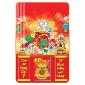 7 Mẫu Túi Tài Lộc - Lịch Treo Tường Laminate Tráng Gương 2026 (40x60 cm)