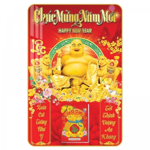 4 Mẫu Phật Di Lặc - Lịch Treo Tường Laminate Tráng Gương 2026 (40x60 cm