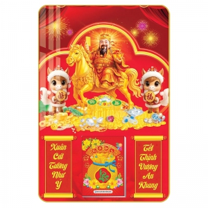 9 Mẫu Thần Tài - Lịch Treo Tường Laminate Tráng Gương 2026 (40x60 cm)