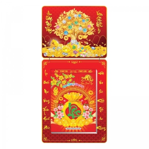 Lịch Bloc 2026 (25x35 cm) Cực Đại - Cây Tiền Tài Lộc Trọn Bộ Đầu Treo Laminate