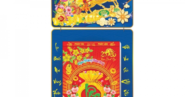 Lịch Bloc 2026 (25x35 cm) Cực Đại - Mã Đáo Thành Công 01 Trọn Bộ Đầu Treo Laminate