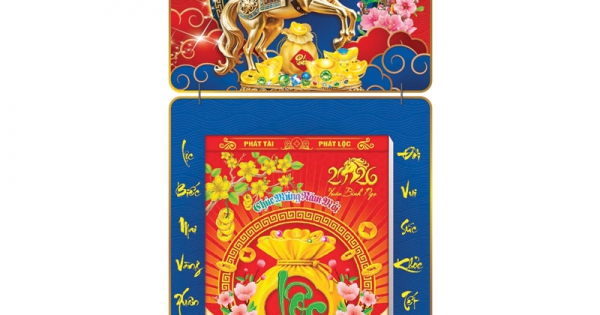 Lịch Bloc 2026 (25x35 cm) Cực Đại - Mã Đáo Thành Công 02 Trọn Bộ Đầu Treo Laminate