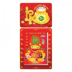 Lịch Bloc 2026 (30x40 cm) Siêu Cực Đại - Túi Tiền Trọn Bộ Đầu Treo Laminate