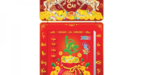 Lịch Bloc 2026 (30x40 cm) Siêu Cực Đại - Vạn Sự Đại Cát Trọn Bộ Đầu Treo Laminate