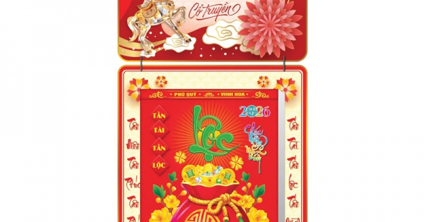 Lịch Bloc 2026 (30x40 cm) Siêu Cực Đại - Tết Cổ Truyền Trọn Bộ Đầu Treo Laminate