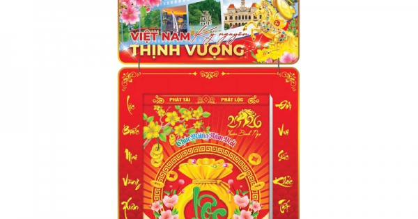 Lịch Bloc 2026 (25x35 cm) Cực Đại - Việt Nam Kỷ Nguyên Thịnh Vượng Trọn Bộ Đầu Treo Laminate