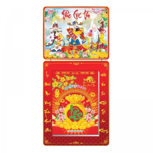 Lịch Bloc 2027 (25x35 cm) Cực Đại - Ph&uacute;c Lộc Thọ Trọn Bộ Đầu Treo Laminate