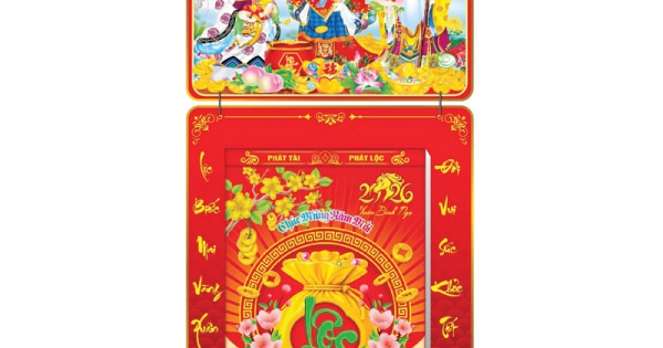 Lịch Bloc 2026 (25x35 cm) Cực Đại - Phúc Lộc Thọ Trọn Bộ Đầu Treo Laminate