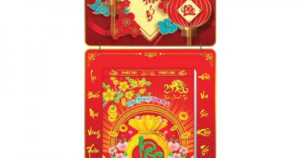 Lịch Bloc 2026 (25x35 cm) Cực Đại - Vạn Sự Như Ý 01 Trọn Bộ Đầu Treo Laminate