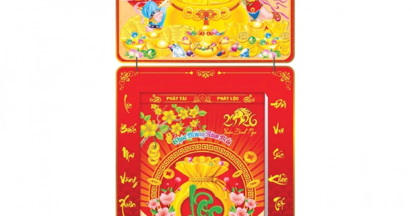 Lịch Bloc 2026 (25x35 cm) Cực Đại - Vạn Sự Như Ý 02 Trọn Bộ Đầu Treo Laminate