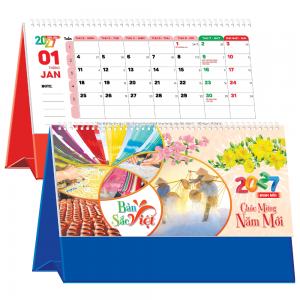 Lịch Để B&agrave;n 2027 (25x12 cm) - Bản Sắc Việt - Mẫu TVKV207