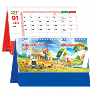 Lịch Để B&agrave;n 2027 (25x12 cm) - Chuyến Xe Thanh Xu&acirc;n - Mẫu TVKV208