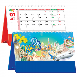 Lịch Để B&agrave;n 2027 (25x12 cm) - Du Xu&acirc;n - Mẫu TVKV209
