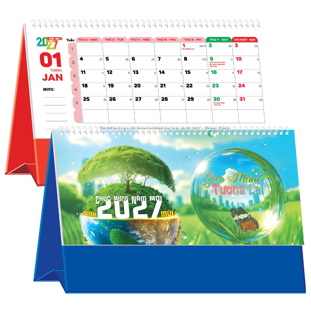 Lịch Để B&agrave;n 2027 (25x12 cm) - Gieo Mầm Tương Lai - Mẫu TVKV213