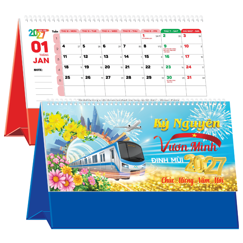 Lịch Để B&agrave;n 2027 (25x12 cm) - Kỷ Nguy&ecirc;n Vươn Minh - Mẫu TVKV216