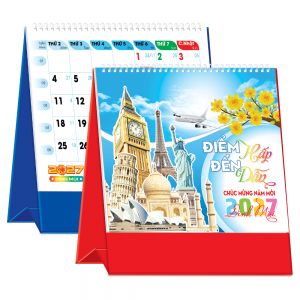 Lịch Để B&agrave;n 2027 (19x17 cm) - Điểm Đến Hấp Dẫn - Mẫu TVKV222