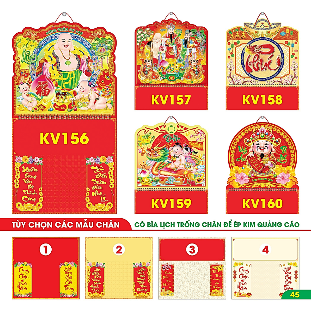 B&igrave;a Lịch L&ograve; Xo Giữa 2027 - Bế Nổi 37x70cm (Gắn Bloc) - Mẫu TVKV156-160