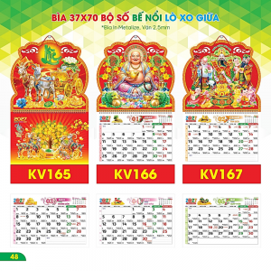 B&igrave;a Lịch L&ograve; Xo Giữa 2027 - Bộ Số Bế Nổi 37x70cm (Gắn Bloc) - Mẫu TVKV165-167