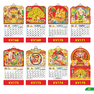 B&igrave;a Lịch L&ograve; Xo Giữa 2027 - Bộ Số Bế Nổi 37x70cm (Gắn Bloc) - Mẫu TVKV168-175