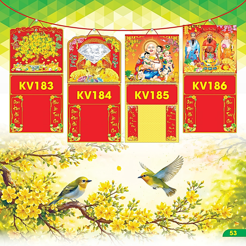 B&igrave;a Lịch L&ograve; Xo Giữa 2027 - Bế Nổi 30x60cm (Gắn Bloc) - Mẫu TVKV183-186
