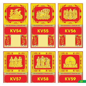 B&igrave;a Gấp 40x72cm Khung V&agrave;ng D&aacute;n Chữ Nổi 3D 2027 (Gắn Bloc) - Mẫu TVKV54-59