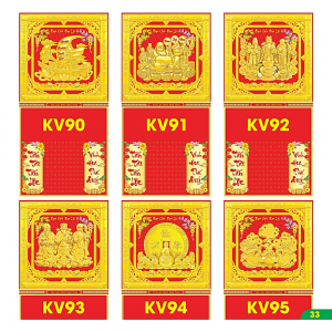 B&igrave;a Gấp 35x72cm Khung V&agrave;ng D&aacute;n Chữ Nổi 3D 2027 (Gắn Bloc) - Mẫu TVKV90-95
