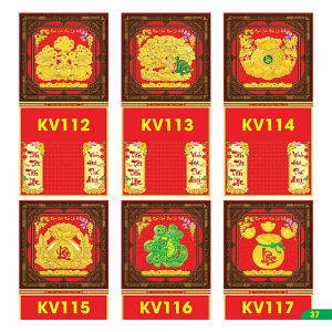 B&igrave;a Gấp 35x63cm Khung V&agrave;ng D&aacute;n Chữ Nổi 3D 2027 (Gắn Bloc) - Mẫu TVKV112-117
