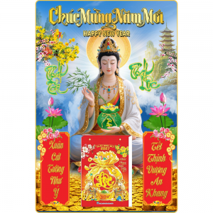 10 Mẫu Quan Thế &Acirc;m Bồ T&aacute;t - Lịch Treo Tường Laminate Tr&aacute;ng Gương 2027 (40x60 cm)