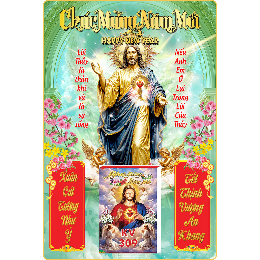 16 Mẫu Ch&uacute;a - Lịch Treo Tường Laminate Tr&aacute;ng Gương 2027 (40x60 cm)
