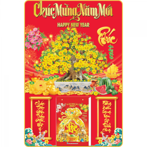 Mẫu Mai V&agrave;ng Ph&uacute; Qu&yacute; - Lịch Treo Tường Laminate Tr&aacute;ng Gương 2027 (40x60 cm)