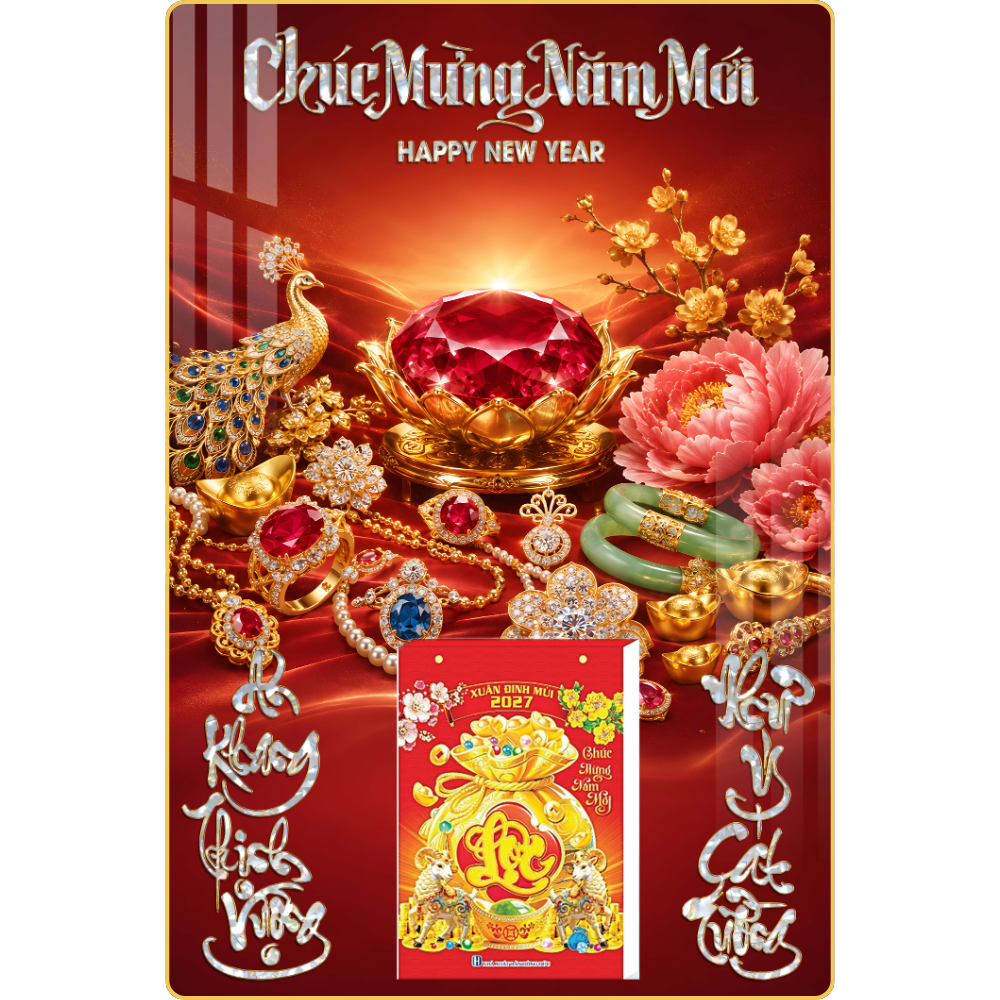 48 Mẫu D&agrave;nh Cho Tiệm V&agrave;ng - Lịch Treo Tường Laminate Tr&aacute;ng Gương 2027 (40x60 cm)